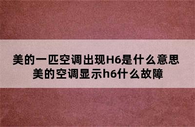 美的一匹空调出现H6是什么意思 美的空调显示h6什么故障